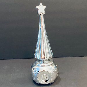 Vintage PartyLite Tealight Candle Holder Shiny Silver Ornament Christmas Decor